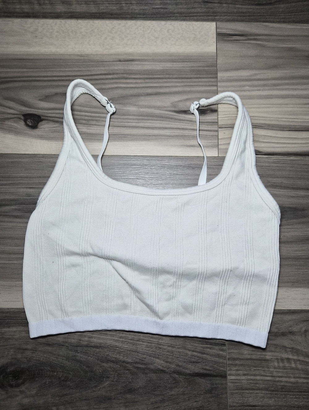 Aerie Ribbed White Crop Bra Tank Top